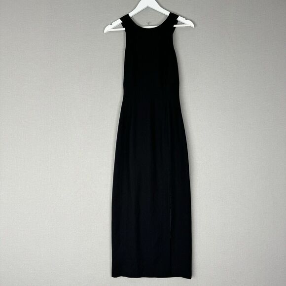 Vintage Ann Taylor Womens Dress 2 Black Midi Knot Y2K Cocktail Evening Formal - Picture 1 of 12
